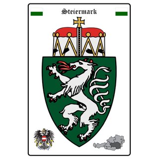 Schild Motiv "Steiermark" Wappen Landkarte Österreich 20 x 30 cm Blechschild