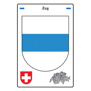 Schild Motiv "Zug" Wappen Landkarte Schweiz 20 x 30 cm Blechschild