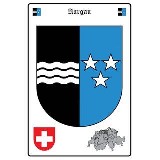 Schild Motiv "Aargau" Wappen Landkarte Schweiz 20 x 30 cm Blechschild