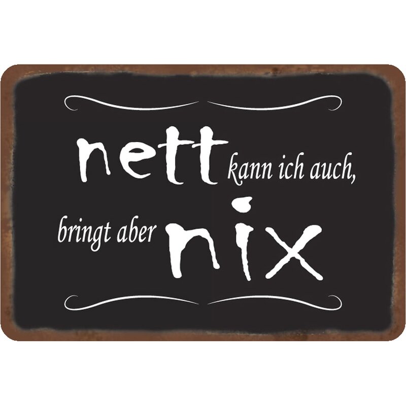 Schild Spruch kann ich auch, bringt aber nix" schwarz 20 x 30 c