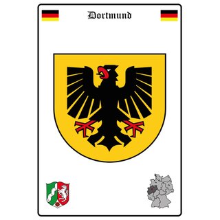 Schild Motiv "Dortmund" Wappen Landkarte 20 x 30 cm Blechschild