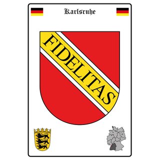 Schild Motiv "Karlsruhe" Wappen Landkarte 20 x 30 cm Blechschild