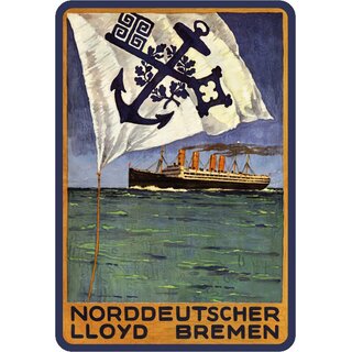 Schild Motiv "Norddeutscher Lloyd Bremen" Schiff See 20 x 30 cm Blechschild