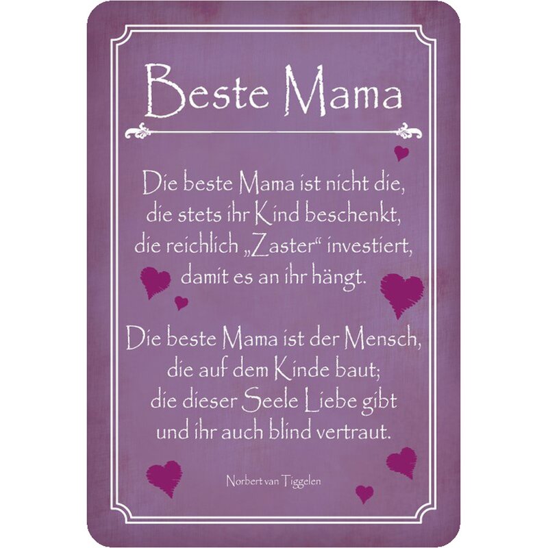 Schild Spruch "Beste Mama, die Seele Liebe gibt" 20 x 30 cm Blechschi