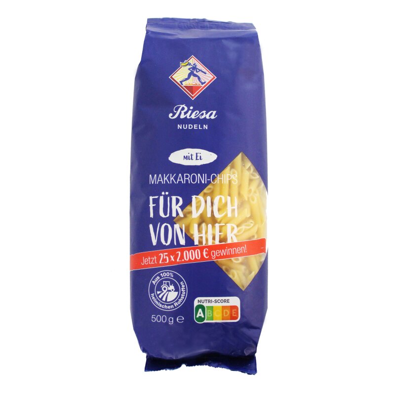 Riesa Nudel Fitmacher Makkaroni Chips 500 g Teigwaren