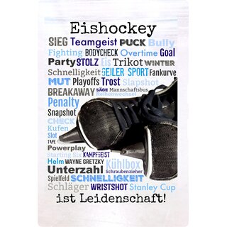 Schild Spruch "Eishockey ist Leidenschaft" 20 x 30 cm