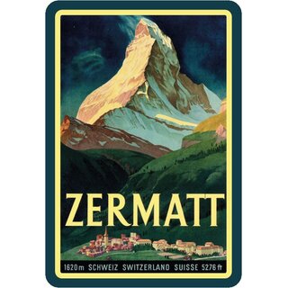 Schild Ort "Zermatt, 1620 m, Schweiz Switzerland" 20 x 30 cm