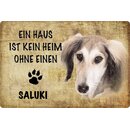 Schild Spruch "Haus kein Heim ohne Saluki" Hund...