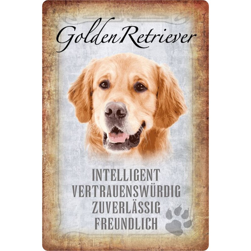 Schild Spruch Golden Retriever Intelligent Freundlich Hund X 30 7 99