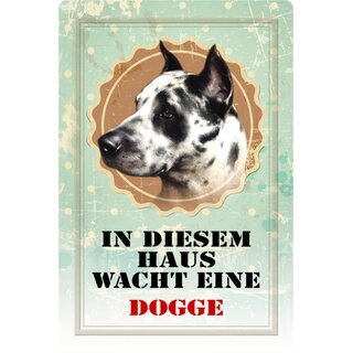 Schild Spruch "In diesem Haus wacht eine Dogge" Hund 20 x 30 cm