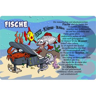 Schild Spruch "Fische Sternzeichen, Februar März, Pesces" 20 x 30 cm