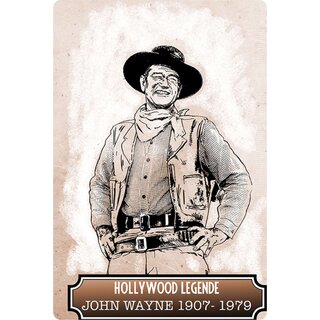 Schild Spruch "Hollywood Legende John Wayne" Portrait 20 x 30 cm