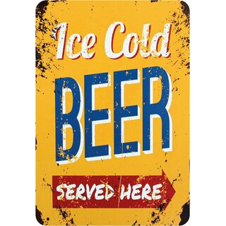 Schild Spruch "Ice cold beer served here" 20 x 30 cm