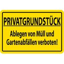 Hinweisschild "Privatgrundstück, Ablegen von...