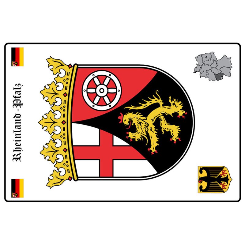 Schild Motiv Rheinland Pfalz Wappen Landkarte 20 X 30 Cm 949