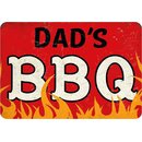 Schild Spruch "Dads BBQ" Feuer 20 x 30 cm