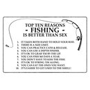 Schild Spruch "Top ten reasons, fishing ist better...