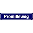 Schild Spruch "Promilleweg" 46 x 10 cm blau