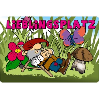 Schild Spruch "Lieblingsplatz" Zwerg 20 x 30 cm