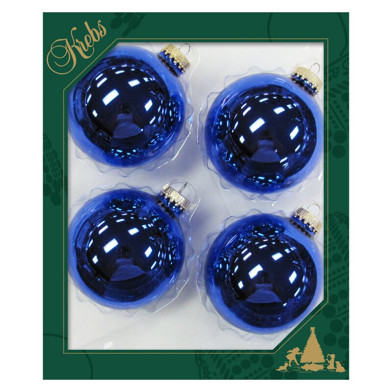 cm Stück/Set, Krebs Blau Weihnachtskugeln 8 glänzend 4 Glas Ø Lauscha