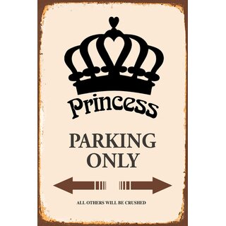 Schild Spruch "Princess Parking Only" 20 x 30 cm Blechschild