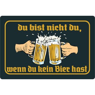 Schild Spruch "Du bist nicht du, wenn du kein Bier hast" 30 x 20 cm Blechschild