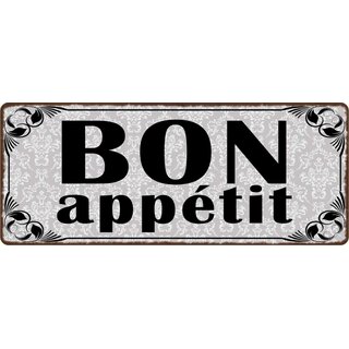 Schild Spruch "Bon appetit" 27 x 10 cm Blechschild