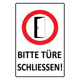 Hinweisschild "Bitte Türe schließen" 20 x 30 cm Blechschild