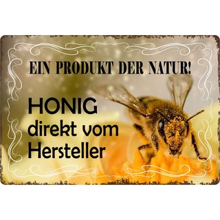 Schild Spruch "Ein Produkt der Natur. Honig" 30 x 20 cm Blechschild