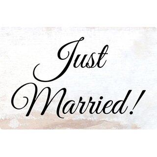 Schild Spruch "Just married" 30 x 20 cm Blechschild