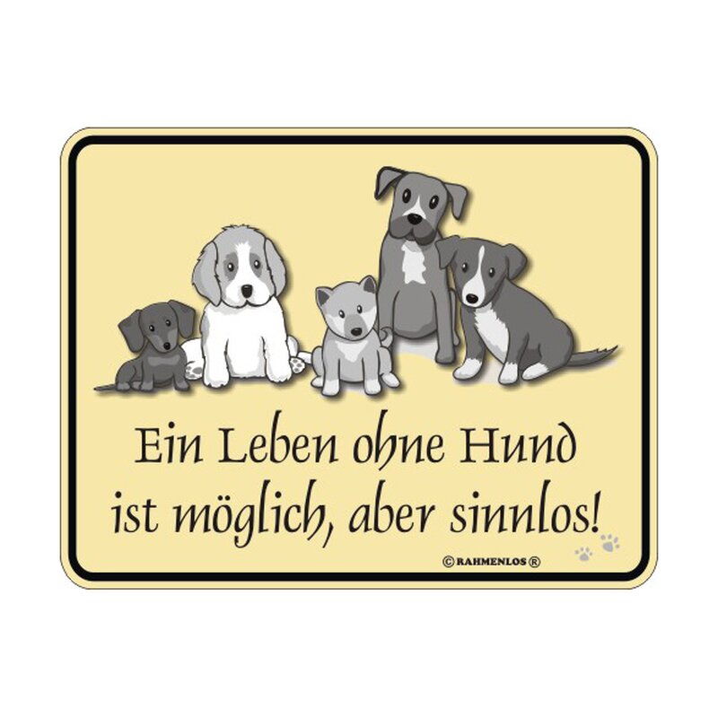 Blechschild mit Motiv/Spruch "ein Leben ohne Hund", 6,49