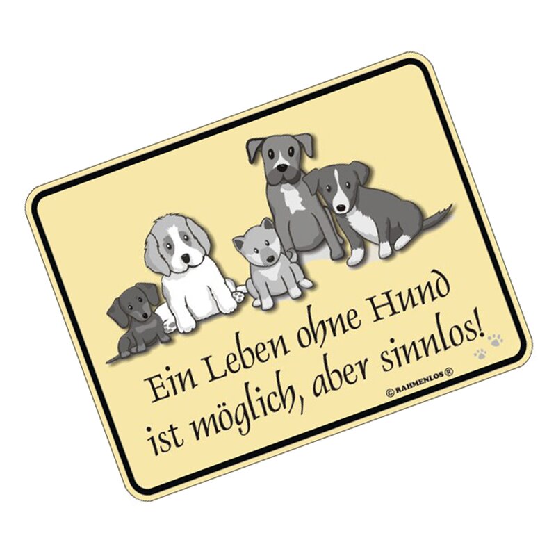 Blechschild mit Motiv/Spruch &quot;ein Leben ohne Hund&quot;, 6,49