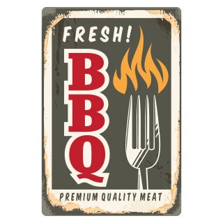 Blechschild "fresh! BBQ" 30 x 40 cm Dekoschild Barbecue