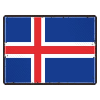 Blechschild "Flagge Island Retro" 40 x 30 cm Dekoschild Island Flagge