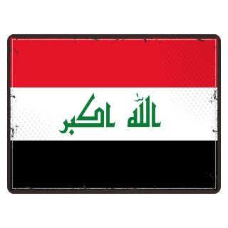 Blechschild "Flagge Irak Retro" 40 x 30 cm Dekoschild Nationalflaggen