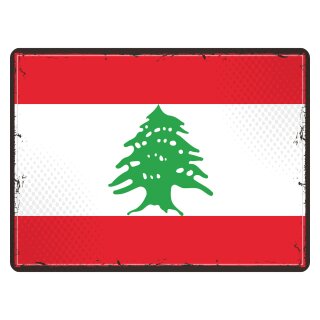 Blechschild "Flagge Libanon Retro" 40 x 30 cm Dekoschild Libanon Flagge