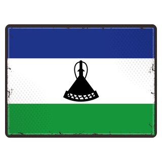 Blechschild "Flagge Lesotho Retro" 40 x 30 cm Dekoschild Länderflagge