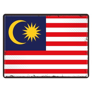 Blechschild "Flagge Malaysia Retro" 40 x 30 cm Dekoschild Malaysia Flagge