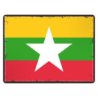 Blechschild "Flagge Myanmar Retro" 40 x 30 cm Dekoschild Länderflagge