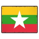 Blechschild "Flagge Myanmar Retro" 40 x 30 cm...