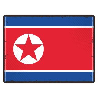 Blechschild "Flagge Nordkorea Retro" 40 x 30 cm Dekoschild Nordkorea Flagge