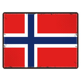 Blechschild "Flagge Norwegen Retro" 40 x 30 cm Dekoschild Länderflagge