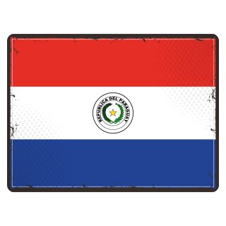 Blechschild "Flagge Paraguay Retro" 40 x 30 cm Dekoschild Fahnen