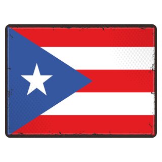 Blechschild "Flagge Puerto Rico Retro" 40 x 30 cm Dekoschild Fahnen