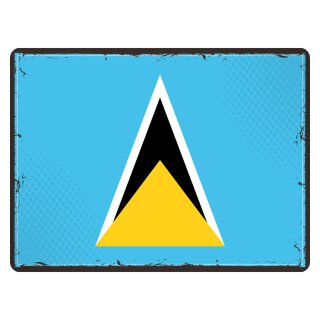 Blechschild "Flagge St. Lucia Retro" 40 x 30 cm Dekoschild Nationalflaggen