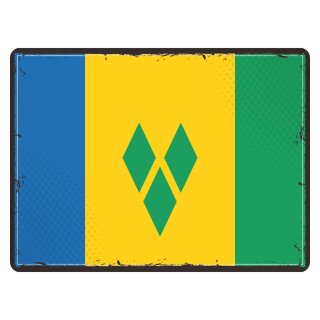 Blechschild "Flagge St. Vincent und Grenadinen Retro" 40 x 30 cm Dekoschild Länderfahnen