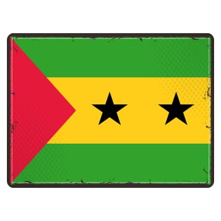 Blechschild "Flagge São Tomé und Príncipe São Tomé Retro" 40 x 30 cm Dekoschild Fahnen