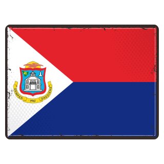 Blechschild "Flagge St. Maarten Retro" 40 x 30 cm Dekoschild St. Maarten Flagge