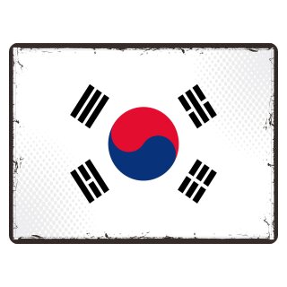 Blechschild "Flagge Südkorea Retro" 40 x 30 cm Dekoschild Länderflagge