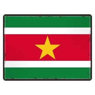 Blechschild "Flagge Surinam Retro" 40 x 30 cm Dekoschild Surinam Flagge